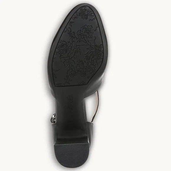 LifeStride Tracy Sz 8W Black Faux Leather Strappy Block Heel Pumps Wide NEW - Picture 10 of 11